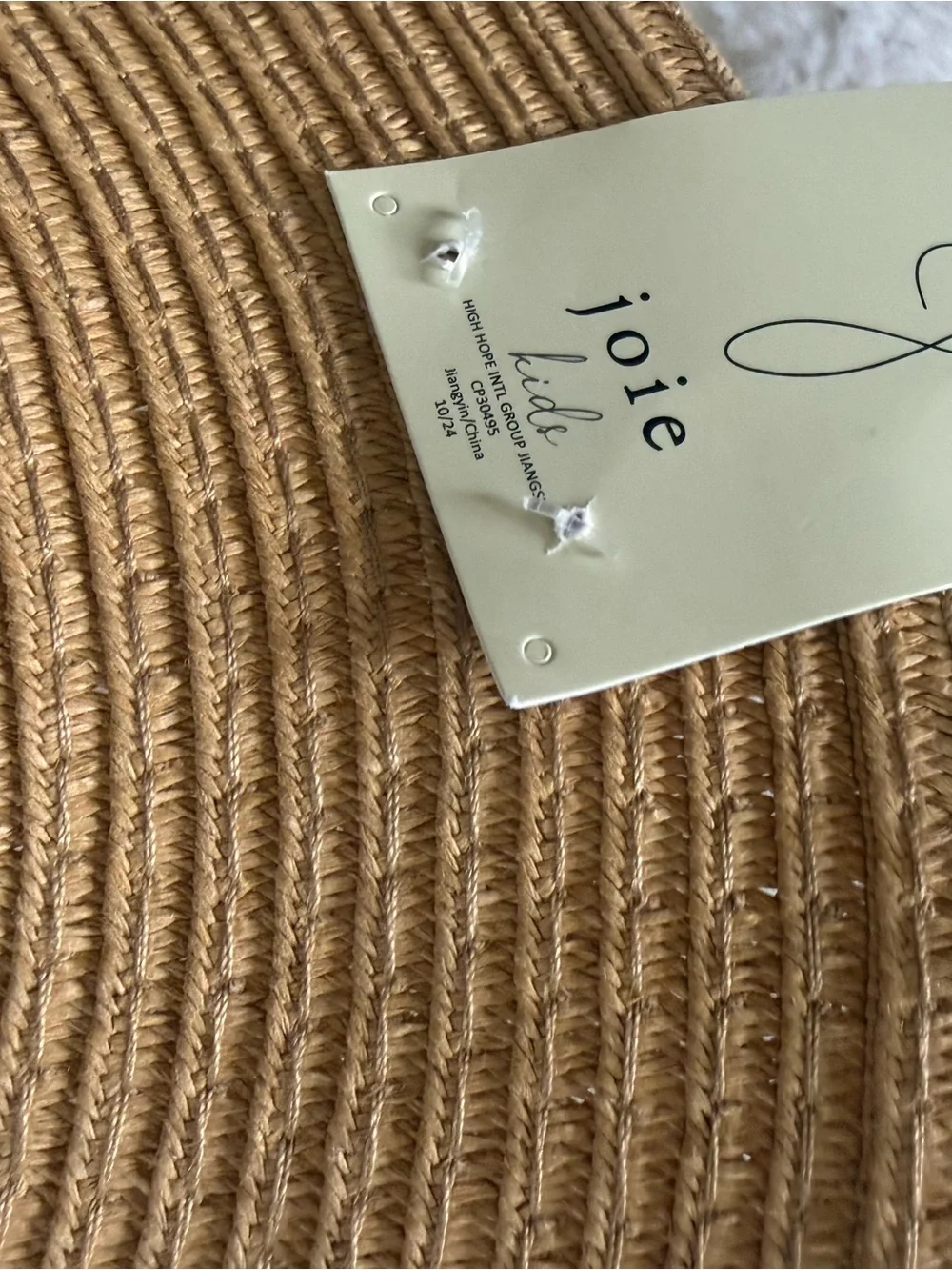 NWT Joie Kids Straw Sun Hat with Yellow Bow